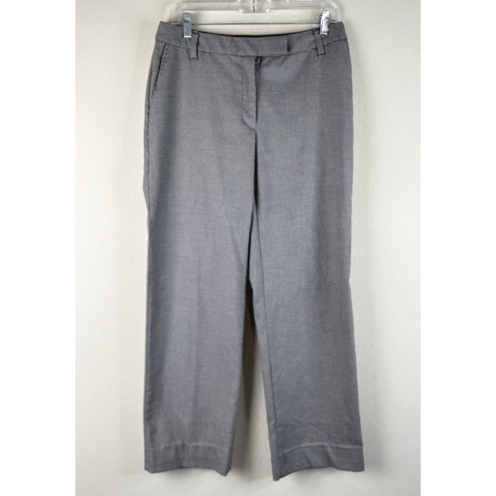 Audra Dress Pants Women 10 Gray Black Houndstooth Straight Leg Trousers